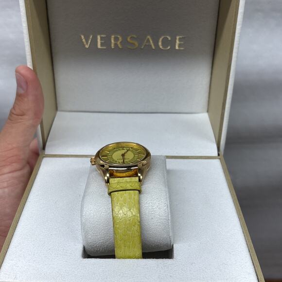 Versace Women\'s VFF050013 Dafne Rose Gold Ion Plated Steel Yellow Leather Watch main image 5